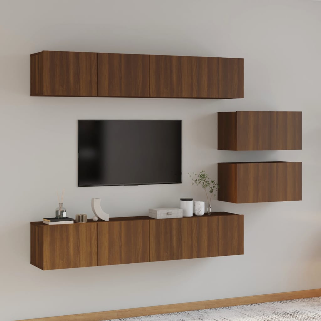 Berkfield 4 Piece TV Cabinet Set Brown Oak Engineered Wood