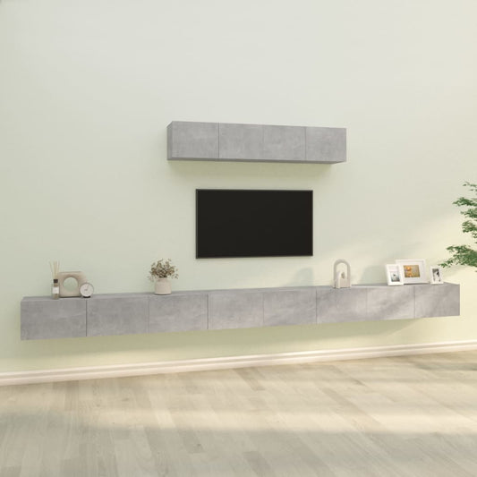 Berkfield 4 Piece TV Cabinet Set Concrete Grey Engineered Wood