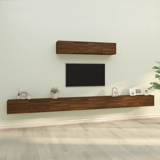 Berkfield 4 Piece TV Cabinet Set Brown Oak Engineered Wood