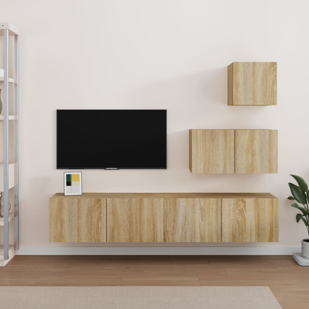 Berkfield 4 Piece TV Cabinet Set Sonoma Oak Engineered Wood