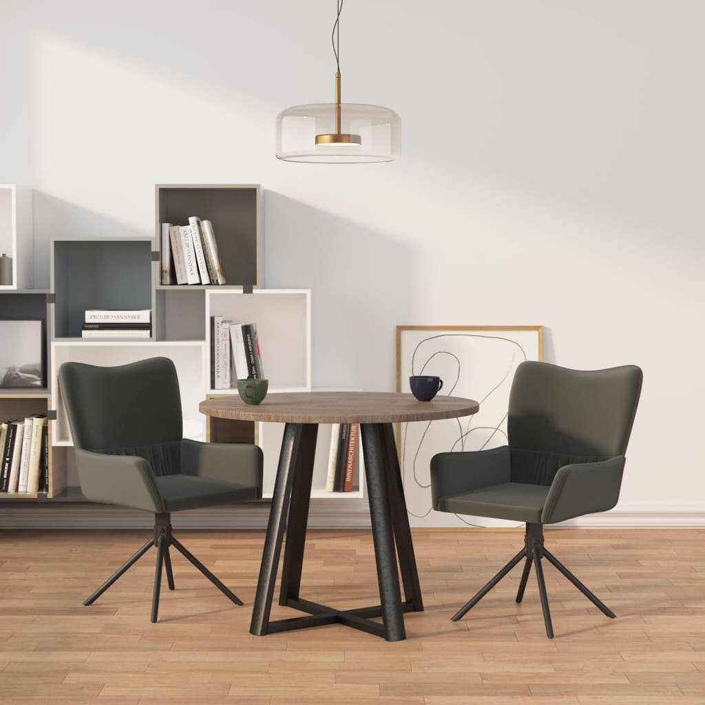 Berkfield Swivel Dining Chairs 2 pcs Dark Grey Velvet