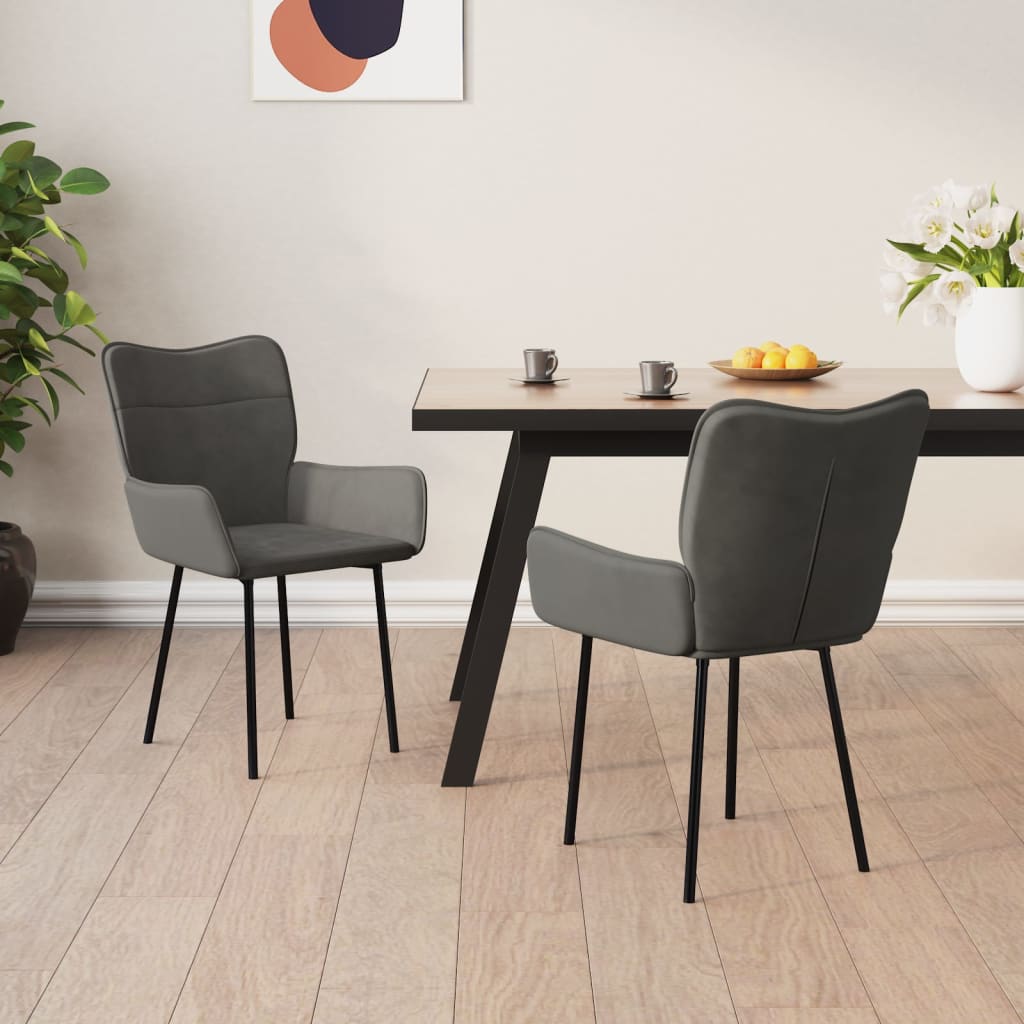 Berkfield Dining Chairs 2 pcs Dark Grey Velvet