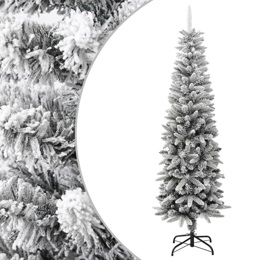 Berkfield Artificial Slim Christmas Tree with Flocked Snow 180 cm PVC&PE