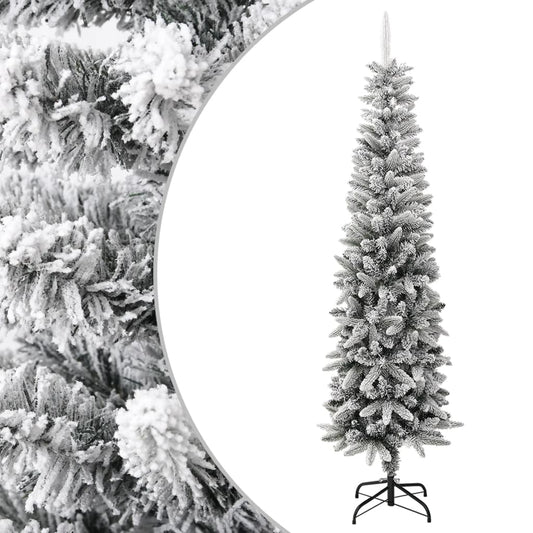 Berkfield Artificial Slim Christmas Tree with Flocked Snow 240 cm PVC&PE
