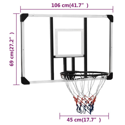 Berkfield Basketball Backboard Transparent 106x69x3 cm Polycarbonate