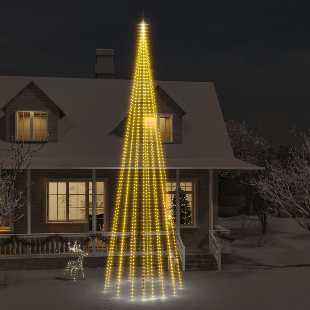Berkfield Christmas Tree on Flagpole Warm White 1134 LEDs 800 cm