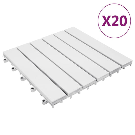 Berkfield Decking Tiles 20 pcs White 30x30 cm Solid Wood Acacia