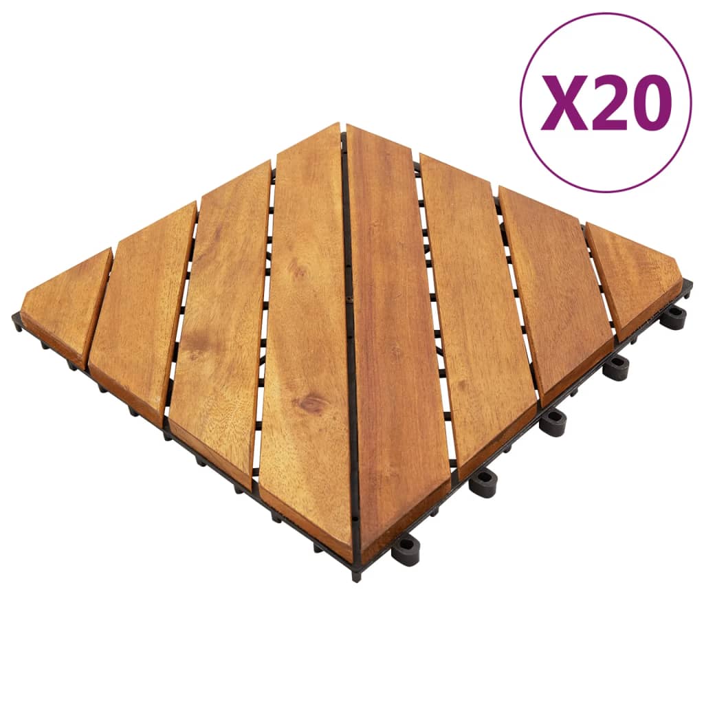 Berkfield Decking Tiles 20 pcs Brown 30x30 cm Solid Wood Acacia