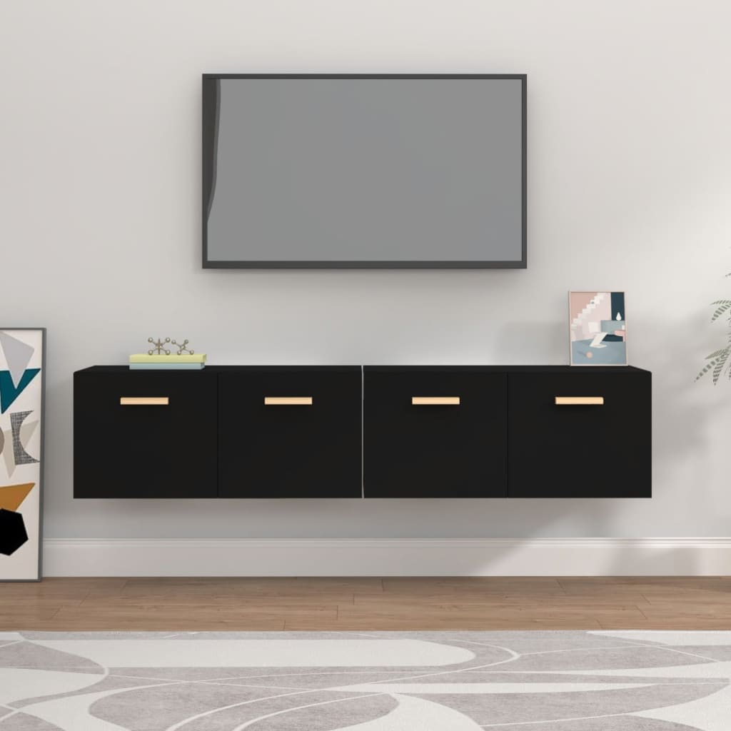 Berkfield Wall Cabinets 2 pcs Black 80x35x36.5 cm Engineered Wood