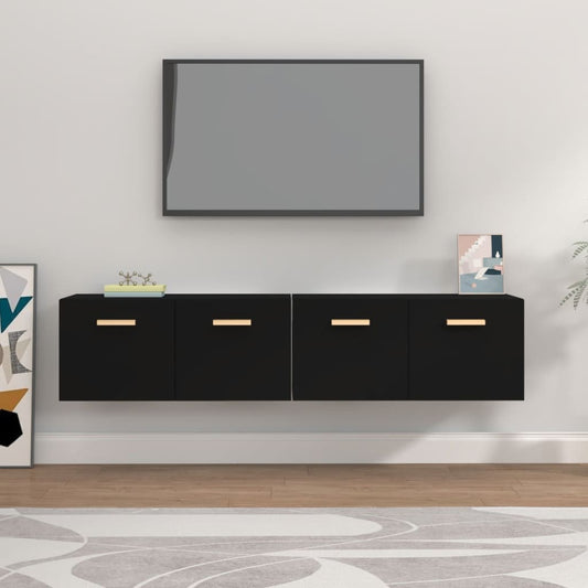 Berkfield Wall Cabinets 2 pcs Black 80x35x36.5 cm Engineered Wood