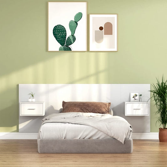 Berkfield Bed Headboard with Cabinets White Engineered Wood