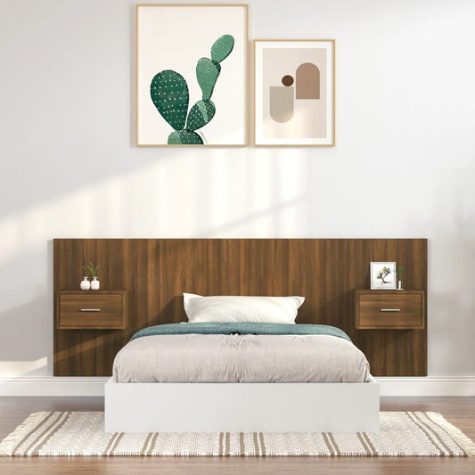 Berkfield Bed Headboard with Cabinets Brown Oak Engineered Wood