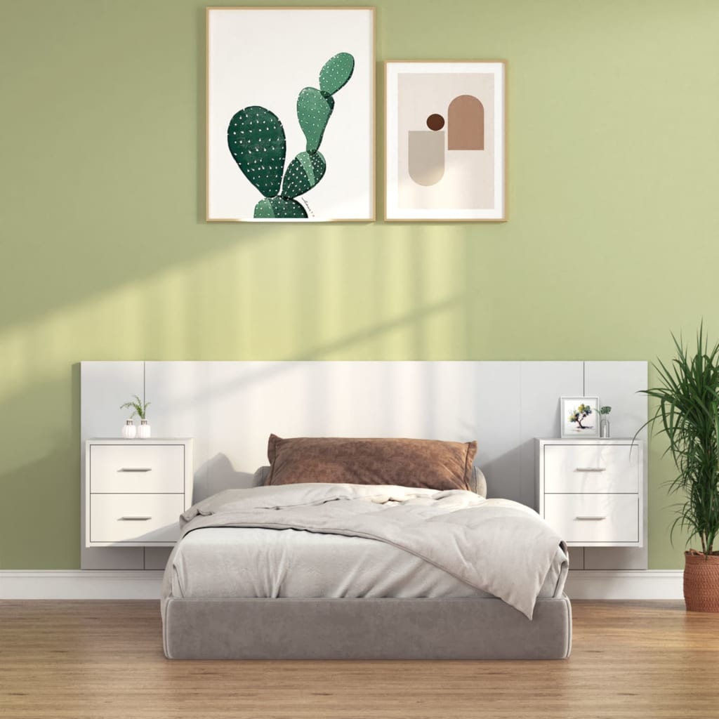 Berkfield Bed Headboard with Cabinets White Engineered Wood