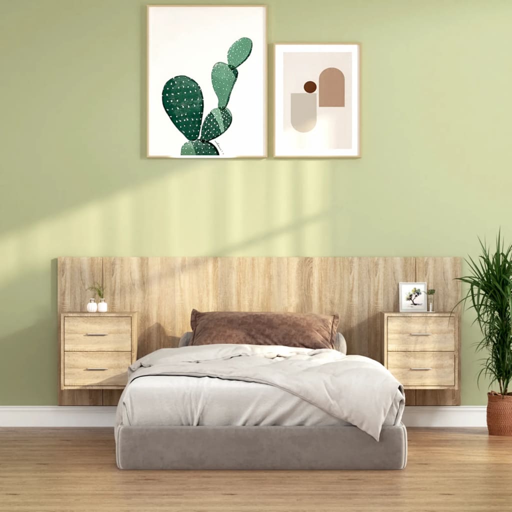 Berkfield Bed Headboard with Cabinets Sonoma Oak Engineered Wood