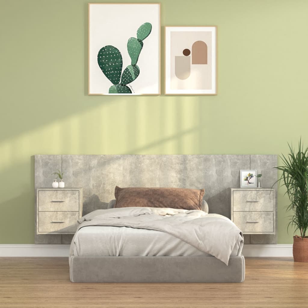 Berkfield Bed Headboard with Cabinets Concrete Grey Engineered Wood