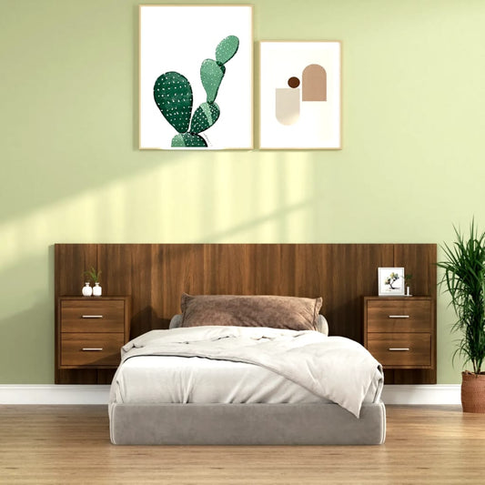Berkfield Bed Headboard with Cabinets Brown Oak Engineered Wood
