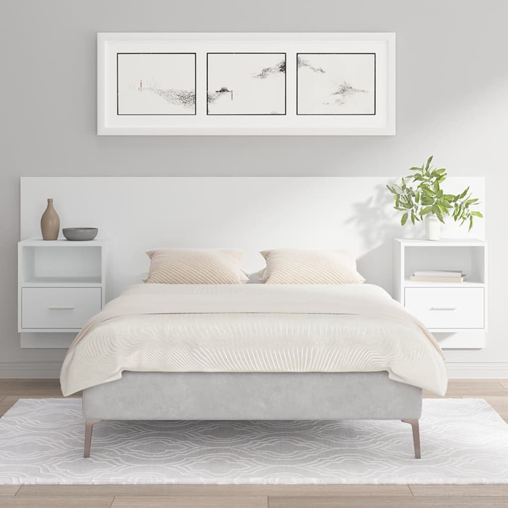 Berkfield Bed Headboard with Cabinets White Engineered Wood