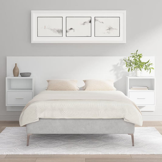 Berkfield Bed Headboard with Cabinets White Engineered Wood