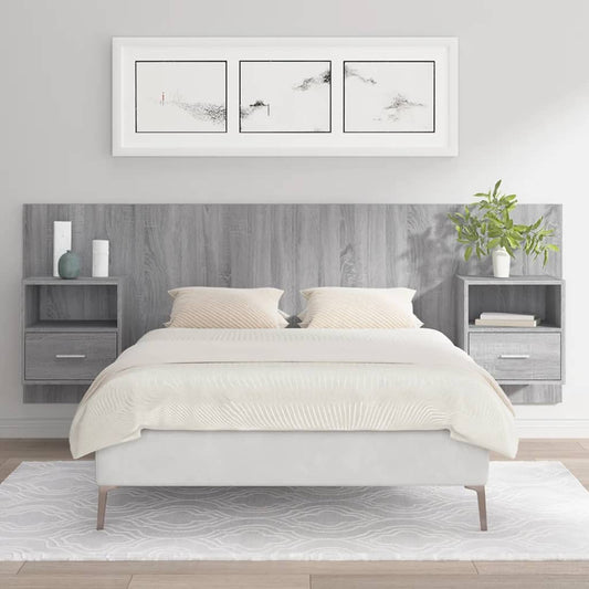 Berkfield Bed Headboard with Cabinets Grey Sonoma Engineered Wood