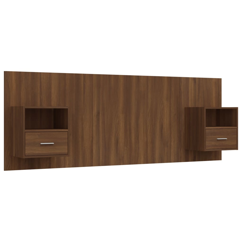 Berkfield Bed Headboard with Cabinets Brown Oak Engineered Wood