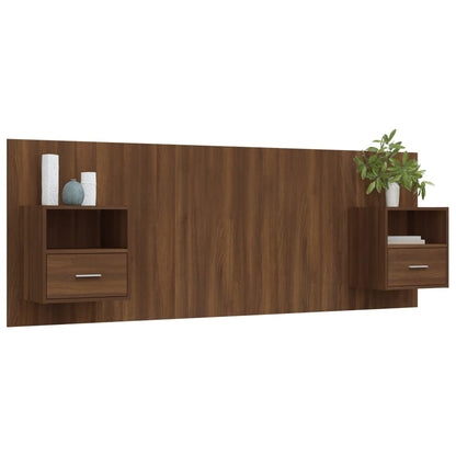 Berkfield Bed Headboard with Cabinets Brown Oak Engineered Wood