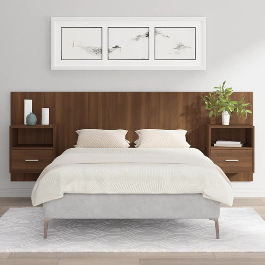 Berkfield Bed Headboard with Cabinets Brown Oak Engineered Wood