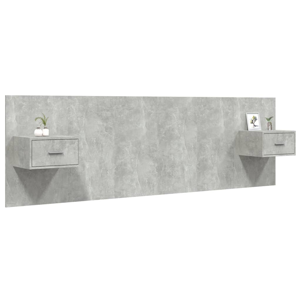 Berkfield Bed Headboard with Cabinets Concrete Grey Engineered Wood