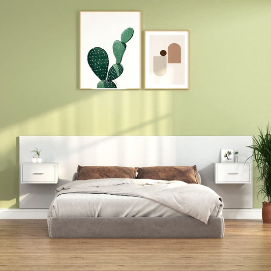 Berkfield Bed Headboard with Cabinets High Gloss White Engineered Wood
