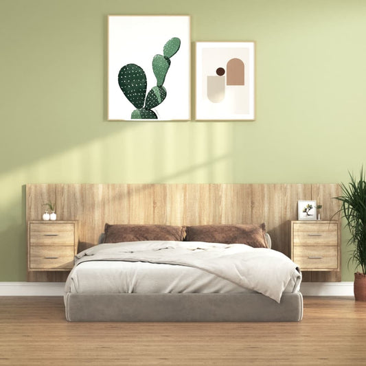 Berkfield Bed Headboard with Cabinets Sonoma Oak Engineered Wood