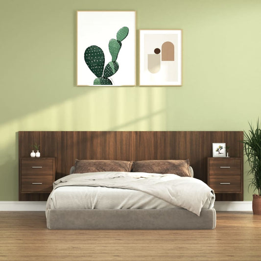 Berkfield Bed Headboard with Cabinets Brown Oak Engineered Wood