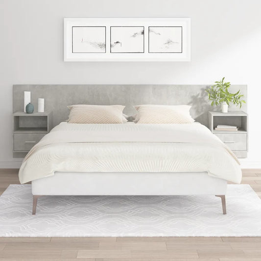 Berkfield Bed Headboard with Cabinets Concrete Grey Engineered Wood