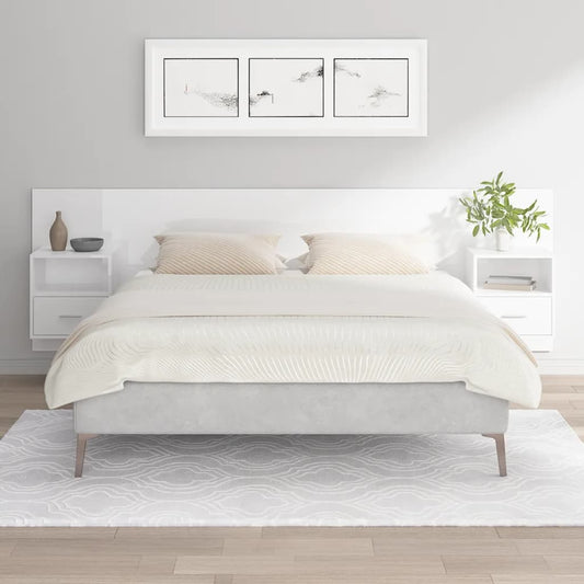Berkfield Bed Headboard with Cabinets High Gloss White Engineered Wood