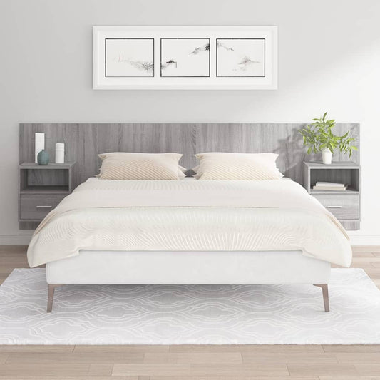 Berkfield Bed Headboard with Cabinets Grey Sonoma Engineered Wood