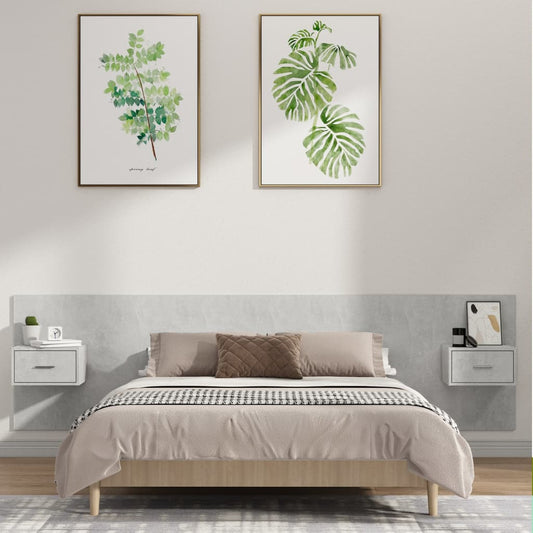 Berkfield Bed Headboard with Cabinets Concrete Grey Engineered Wood