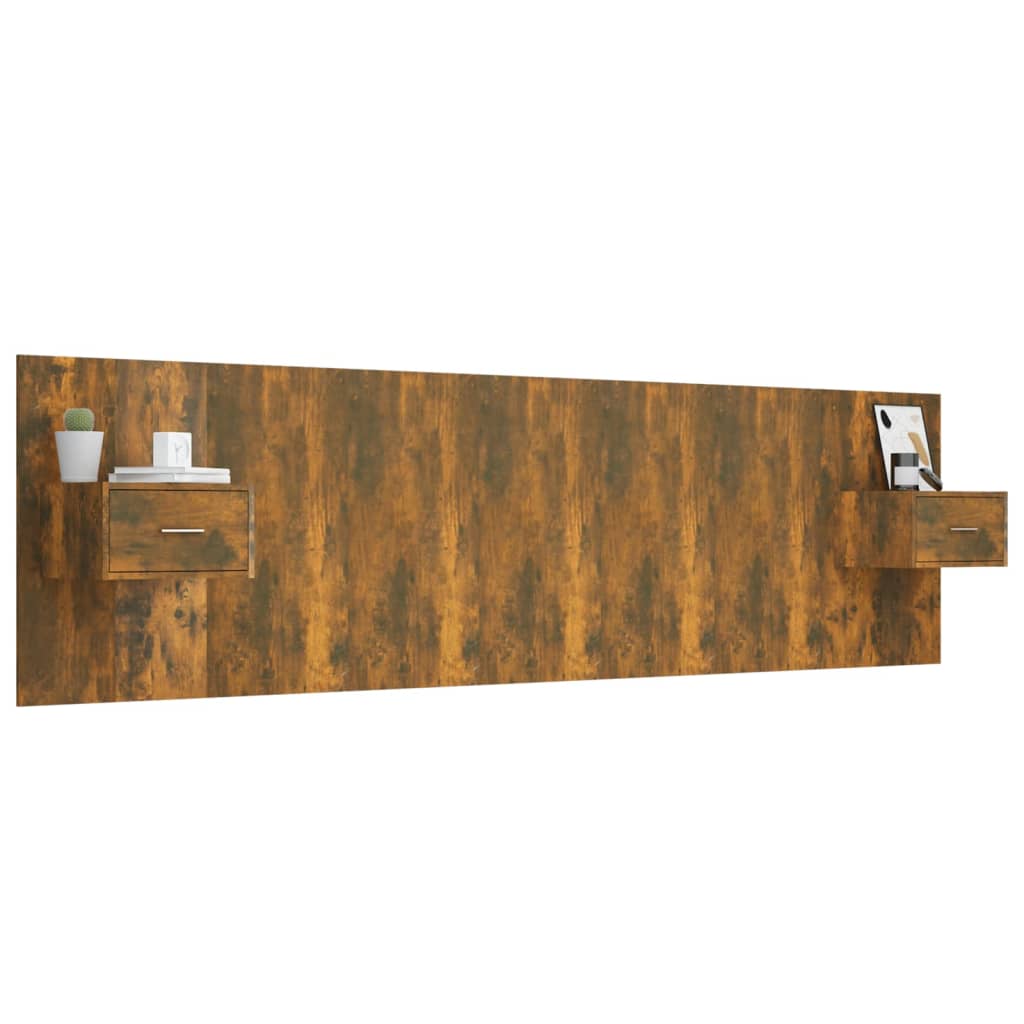 Berkfield Bed Headboard with Cabinets Smoked Oak Engineered Wood