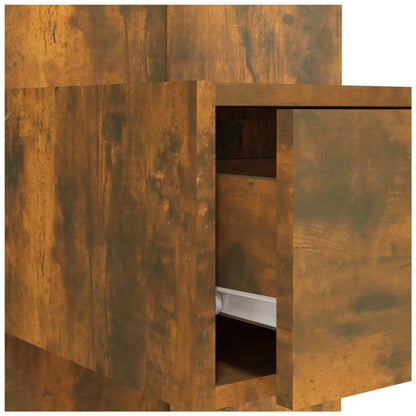 Berkfield Bed Headboard with Cabinets Smoked Oak Engineered Wood