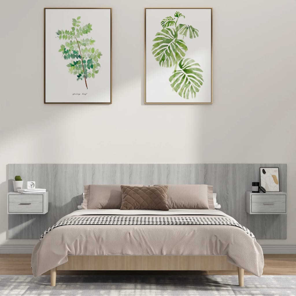 Berkfield Bed Headboard with Cabinets Grey Sonoma Engineered Wood