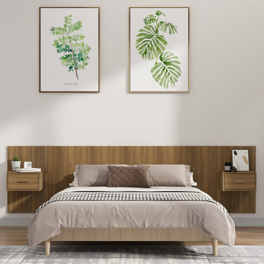 Berkfield Bed Headboard with Cabinets Brown Oak Engineered Wood
