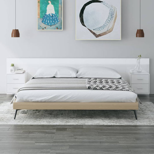 Berkfield Bed Headboard with Cabinets High Gloss White Engineered Wood