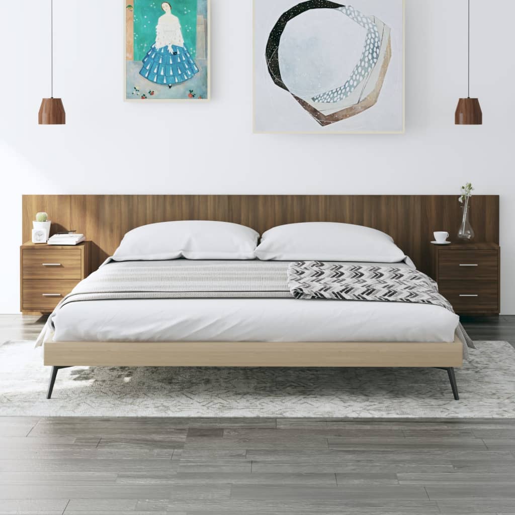 Berkfield Bed Headboard with Cabinets Brown Oak Engineered Wood