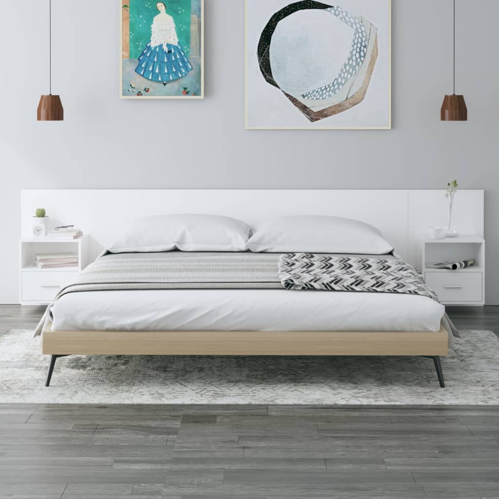 Berkfield Bed Headboard with Cabinets White Engineered Wood