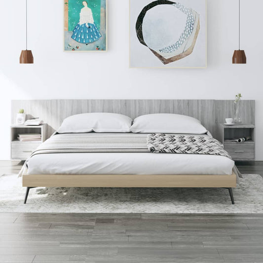 Berkfield Bed Headboard with Cabinets Grey Sonoma Engineered Wood