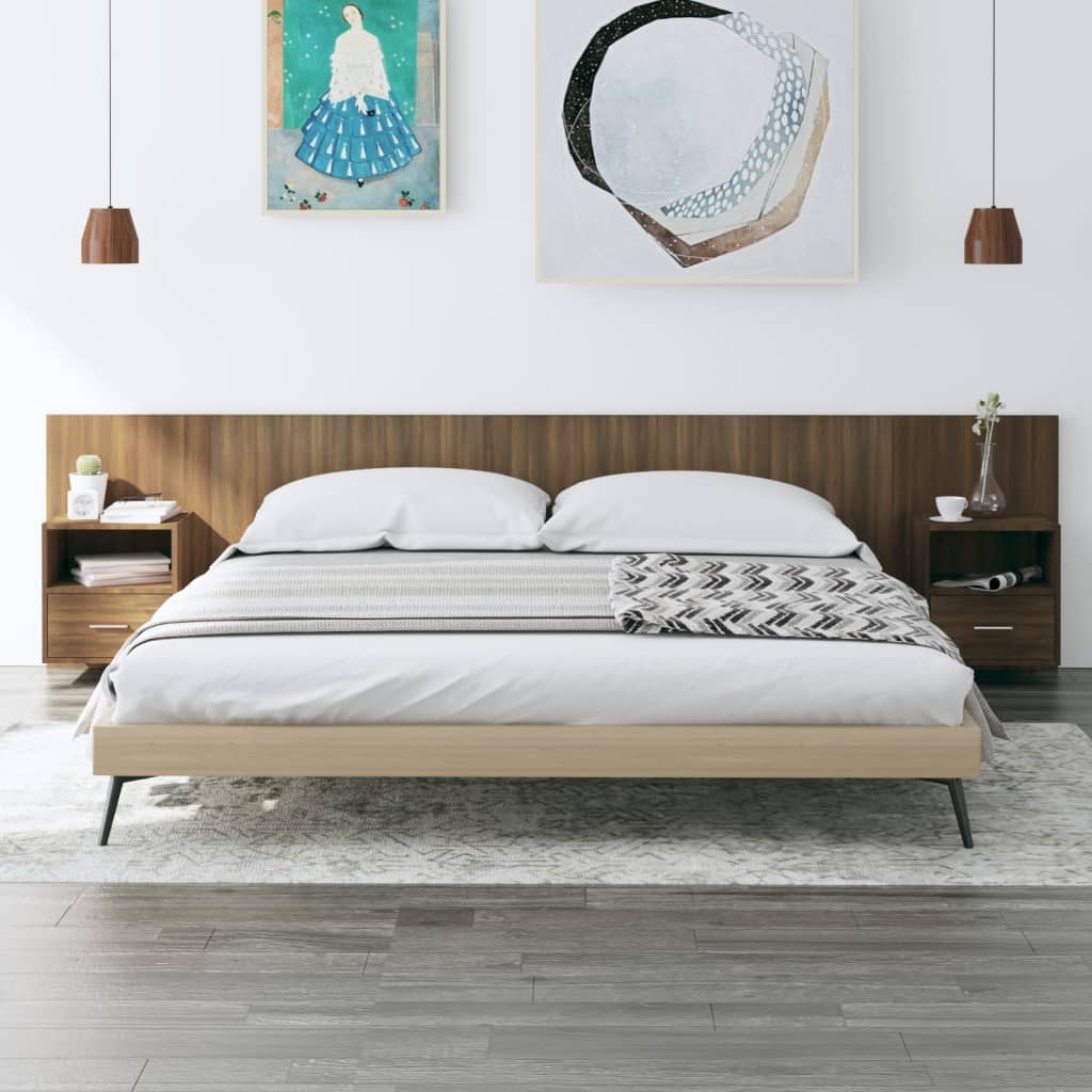 Berkfield Bed Headboard with Cabinets Brown Oak Engineered Wood