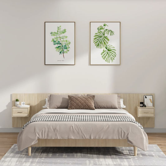 Berkfield Bed Headboard with Cabinets Sonoma Oak Engineered Wood