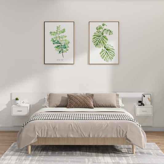 Berkfield Bed Headboard with Cabinets High Gloss White Engineered Wood