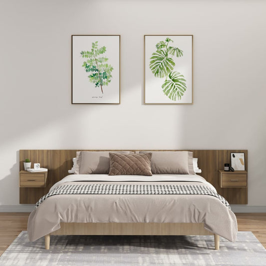 Berkfield Bed Headboard with Cabinets Brown Oak Engineered Wood