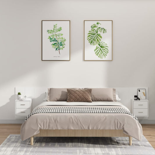 Berkfield Bed Headboard with Cabinets White Engineered Wood