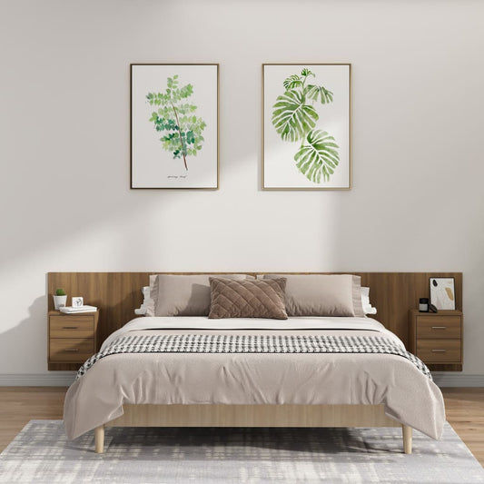 Berkfield Bed Headboard with Cabinets Brown Oak Engineered Wood