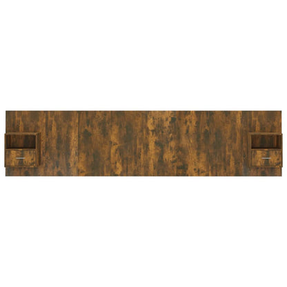 Berkfield Bed Headboard with Cabinets Smoked Oak Engineered Wood