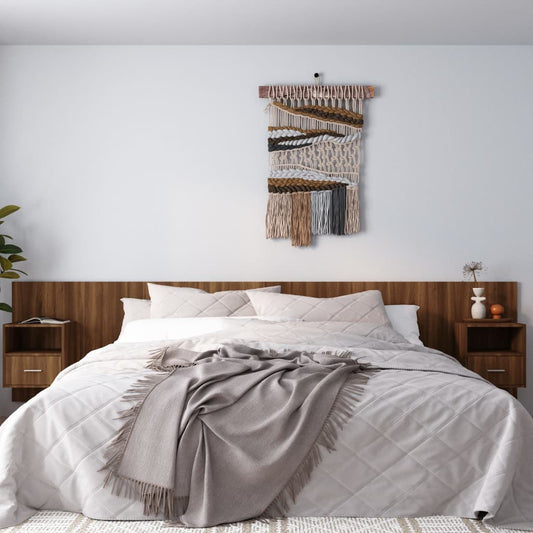 Berkfield Bed Headboard with Cabinets Brown Oak Engineered Wood